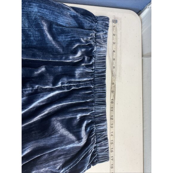 ETT:TWA ANTHROPOLOGIE Kinley Crushed Velvet Crop Jogger Pant Elastic‎ LG Blue - Picture 5 of 11